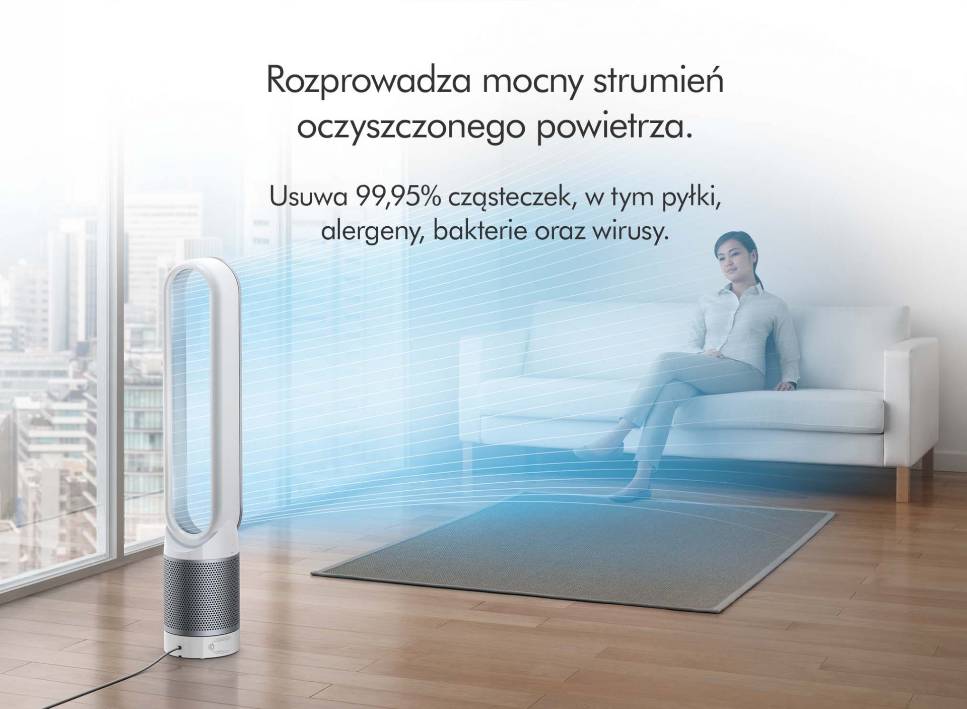 Dyson Pure Cool AutoReact TP00 strumień powietrza