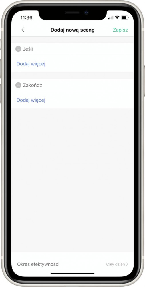 Automatyzacja Xiaomi – dodaj nową scenę