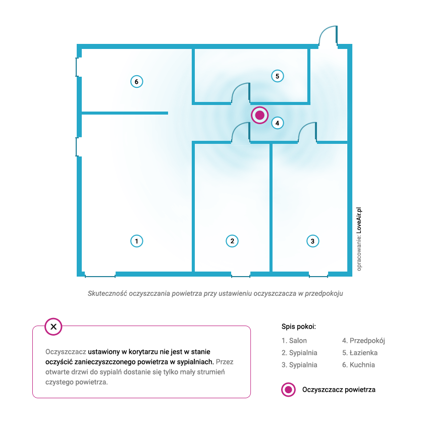 skuteczność oczyszczacza w korytarzach