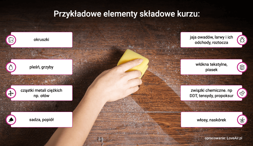 Co wchodzi w skład kurzu - wykres