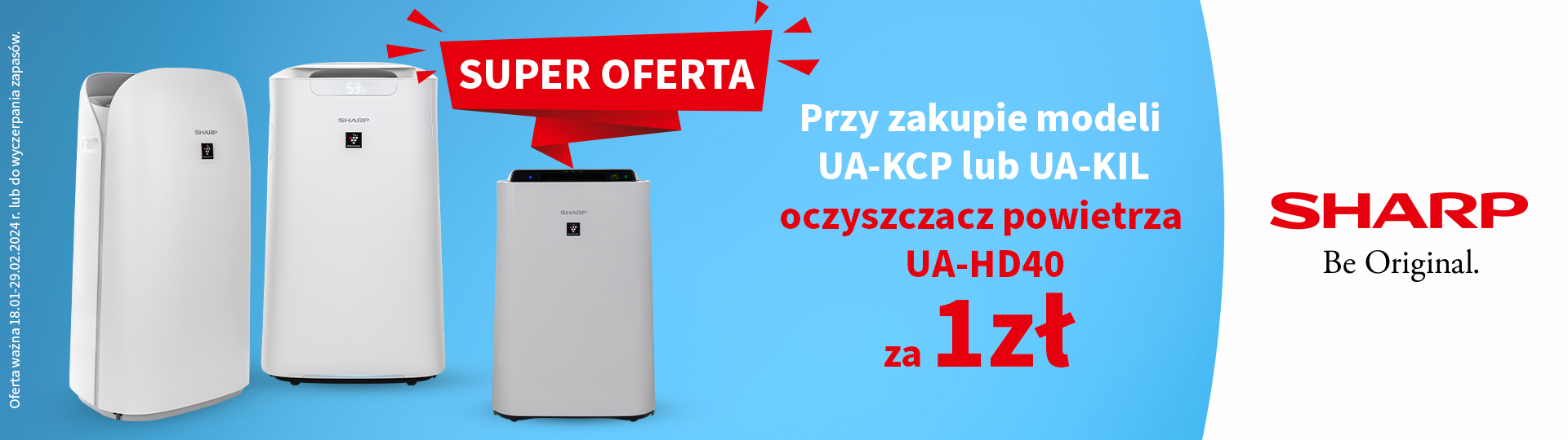 Oczyszczacz Sharp UA-HD40E-L za 1 zł