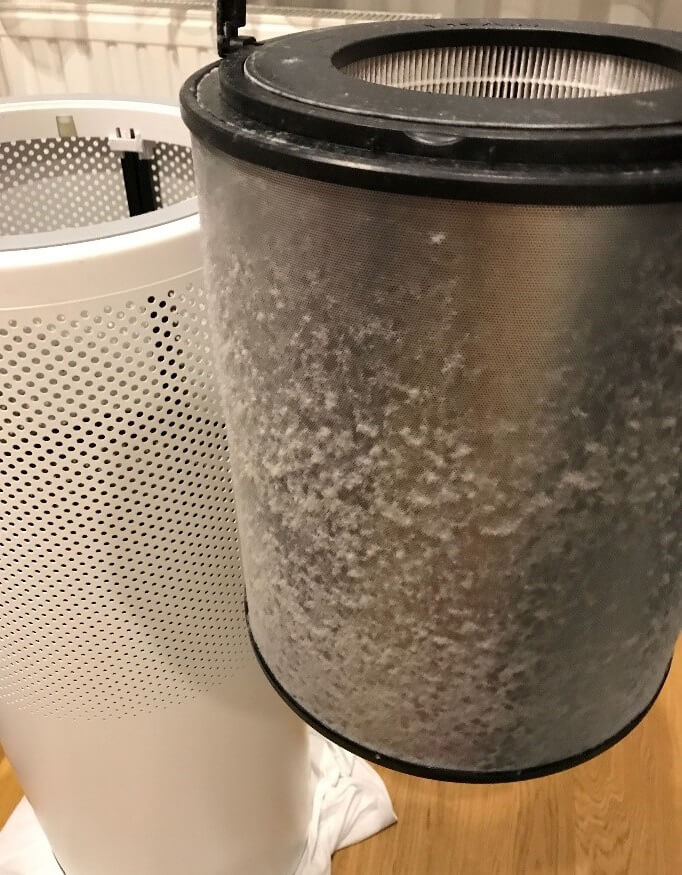 kurz osadzający się na filtru oczyszczacza powietrza