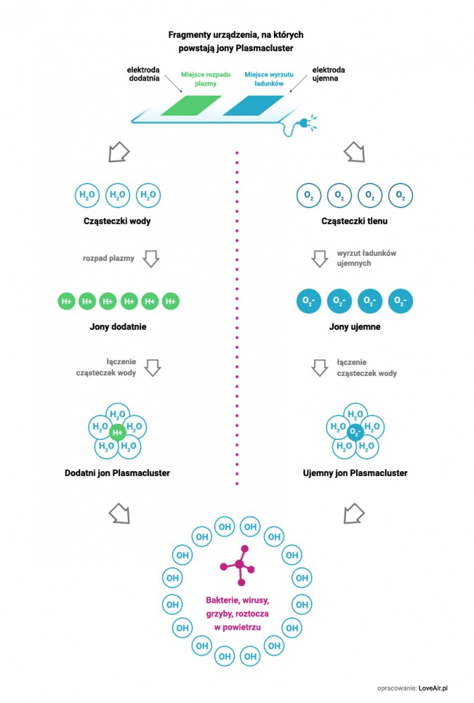 proces jonizacji powietrza w technologii Plasmacluster