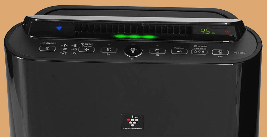 Sharp KC-D40EUB zbliżenie na panel sterowania