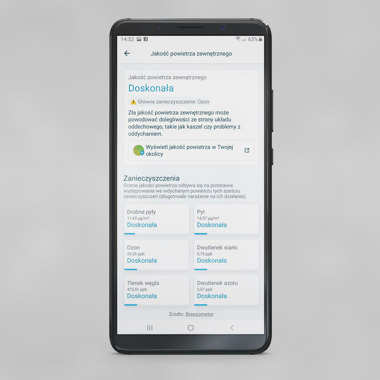 Zrzut z aplikacji Dyson ONECTA