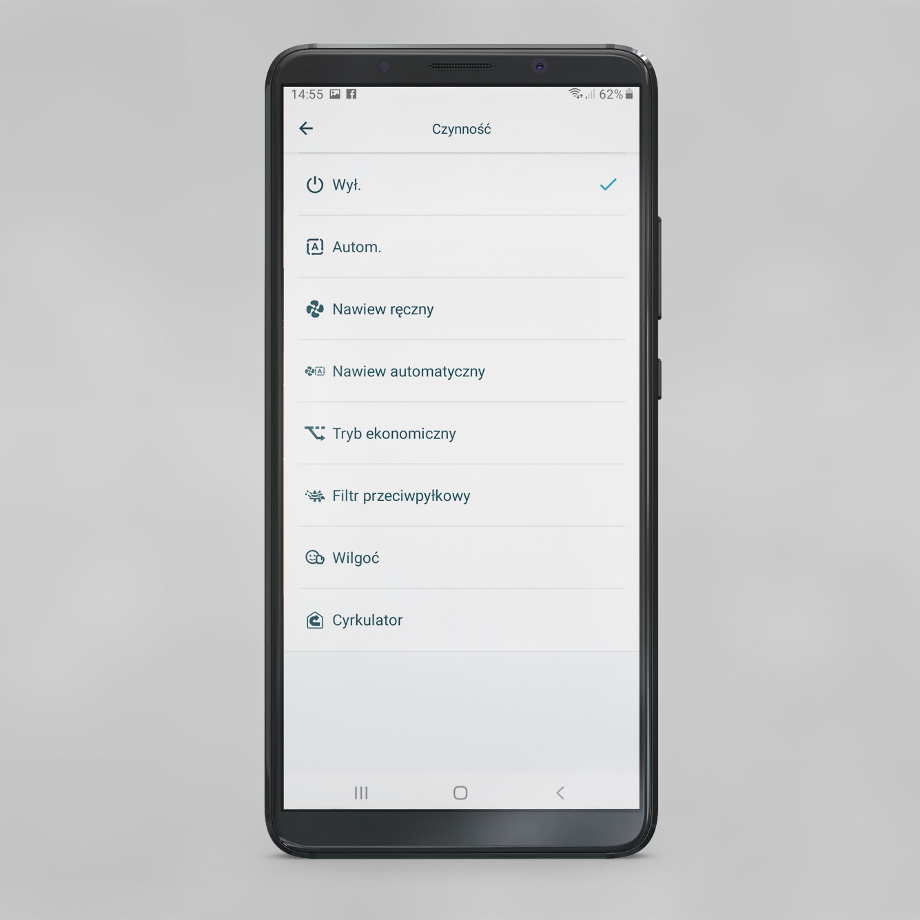 Zrzut z aplikacji Dyson ONECTA