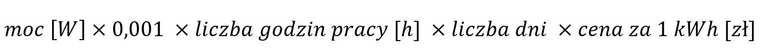 Wzór na obliczenie kosztów energii pobieranej przez odkurzacz