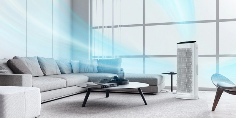 Aranżacja oczyszczacza Samsung AX90 w pokoju dziennym