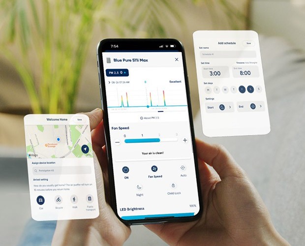 Zrzuty z aplikacji Blueair