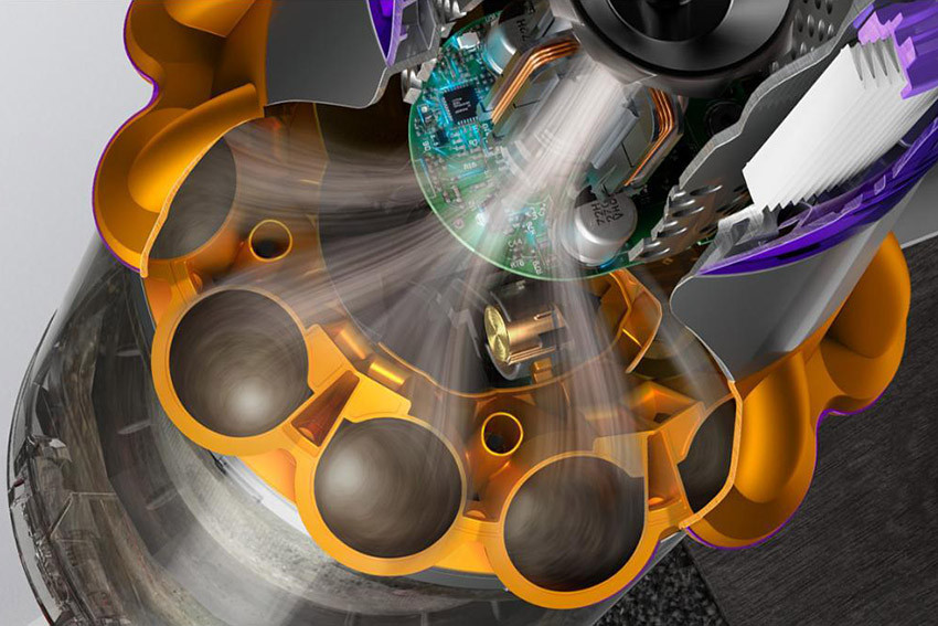 Silnik Dyson Hyperdymium™ i technologia Root Cyclone™ w odkurzaczu Dyson V15s Detect Submarine