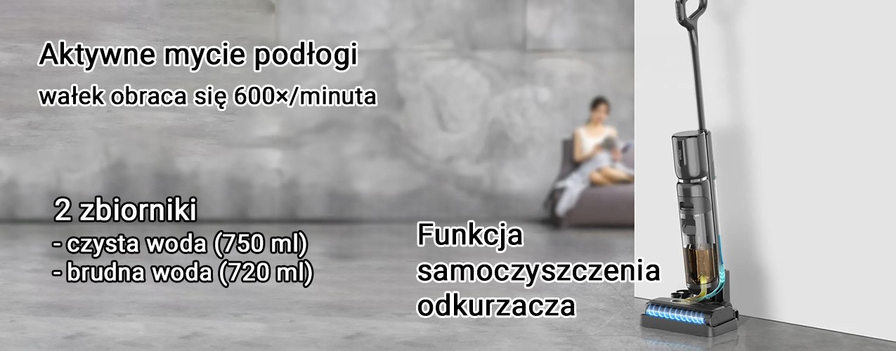 funkcja mopowania w odkurzaczu Hygse Akva