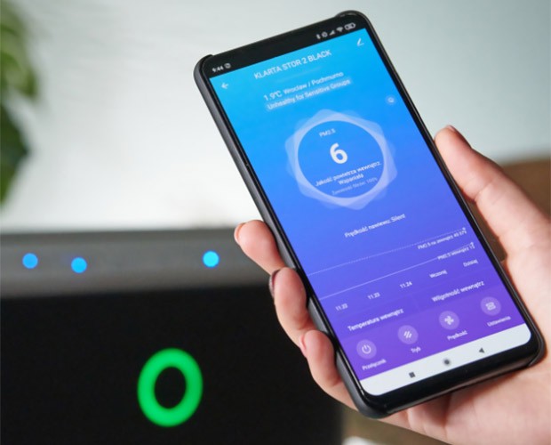 Sterowanie oczyszczaczem Klarta Stor 2 przez telefon