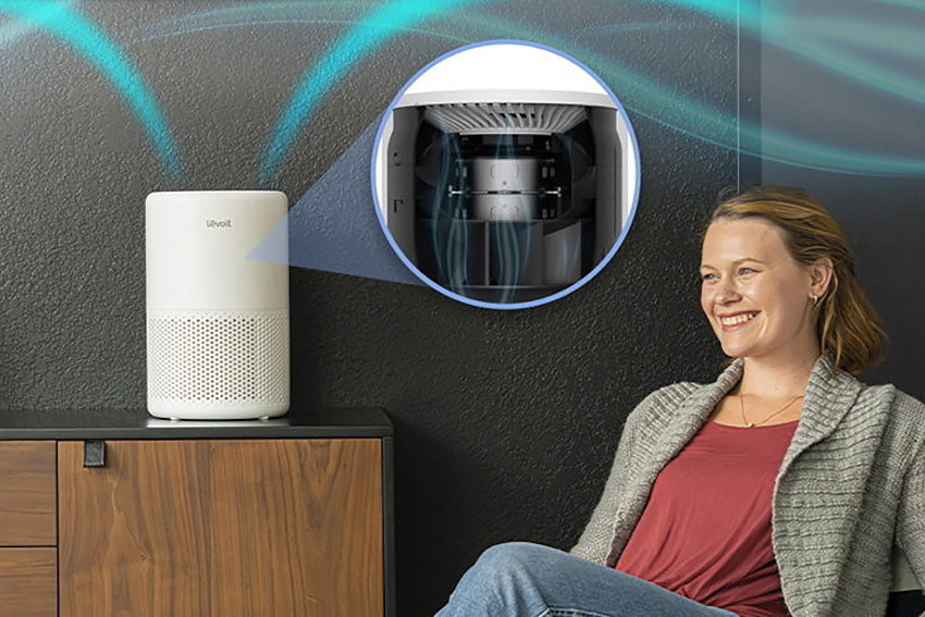 Technologia VortexAir w oczyszczaczu powietrza Levoit Core 200S wspierająca skuteczną cyrkulację i filtrację powietrza