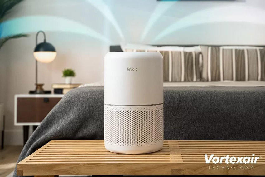 Technologia VortexAir w oczyszczaczu powietrza Levoit Core 300-RAC wspierająca cyrkulację powietrza w pomieszczeniu