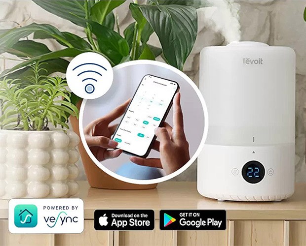 sterowanie nawilżaczem Levoit Dual 200S przez telefon