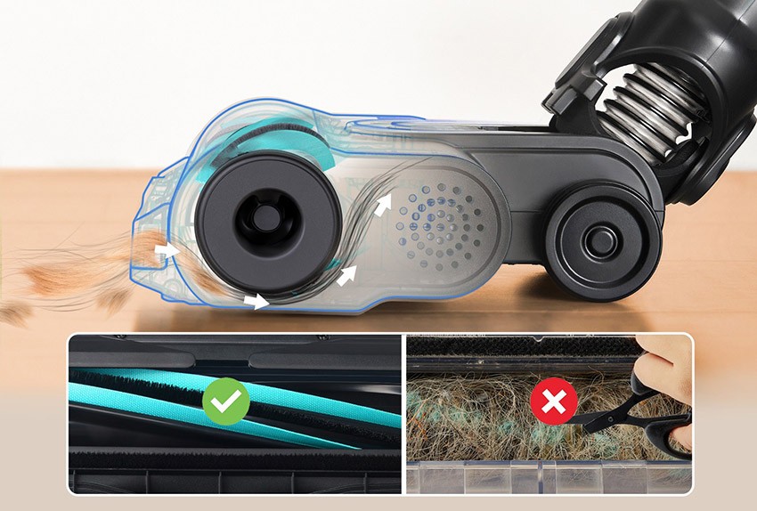 działanie technologii Anti-Tangle 3.0 w odkurzaczu Levoit