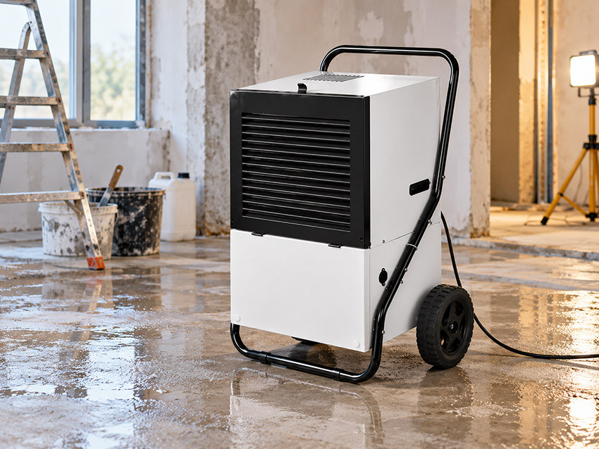 Osuszacz powietrza Master DH 792 w remontowanym pomieszczeniu