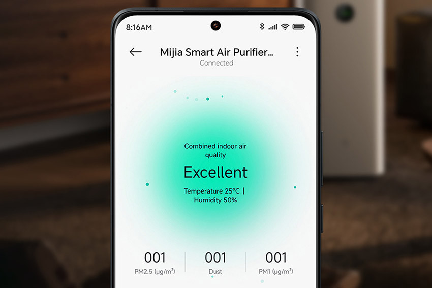 Telefon z aplikacją Xiaomi Home i nazwą Mijia Smart Air Purifier 6 Plus