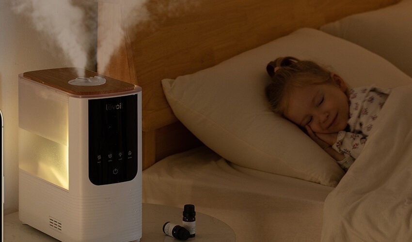 aranżacja nawilżacza Levoit w sypialni
