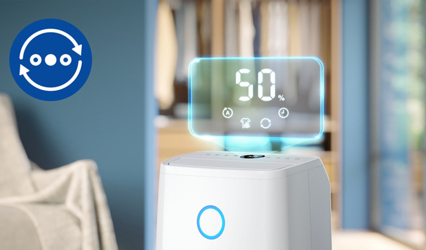 wskaźnik poziomu wilgotności w osuszaczu Philips DE3306/11