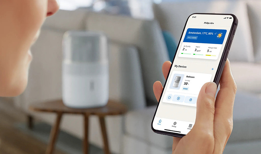 sterowanie nawilżaczem Philips HU5710/00 przez telefon