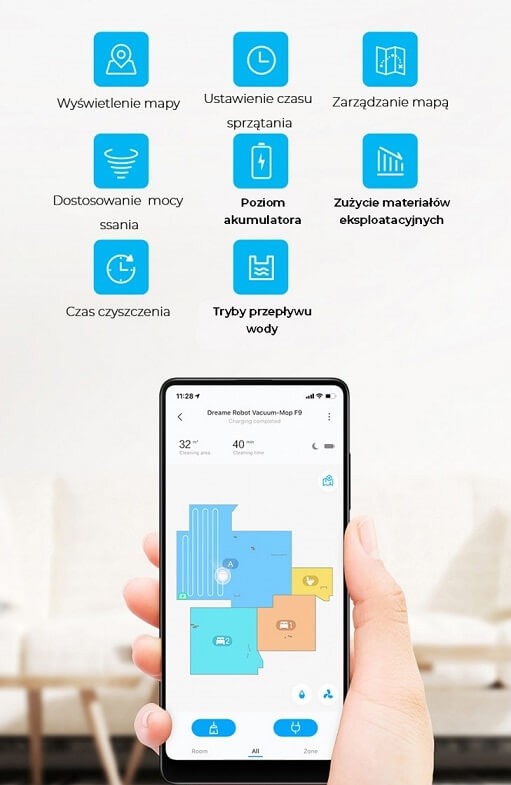 Aplikacja mobilna Mi Home do sterowania robotami sprzątajcymi Dreame