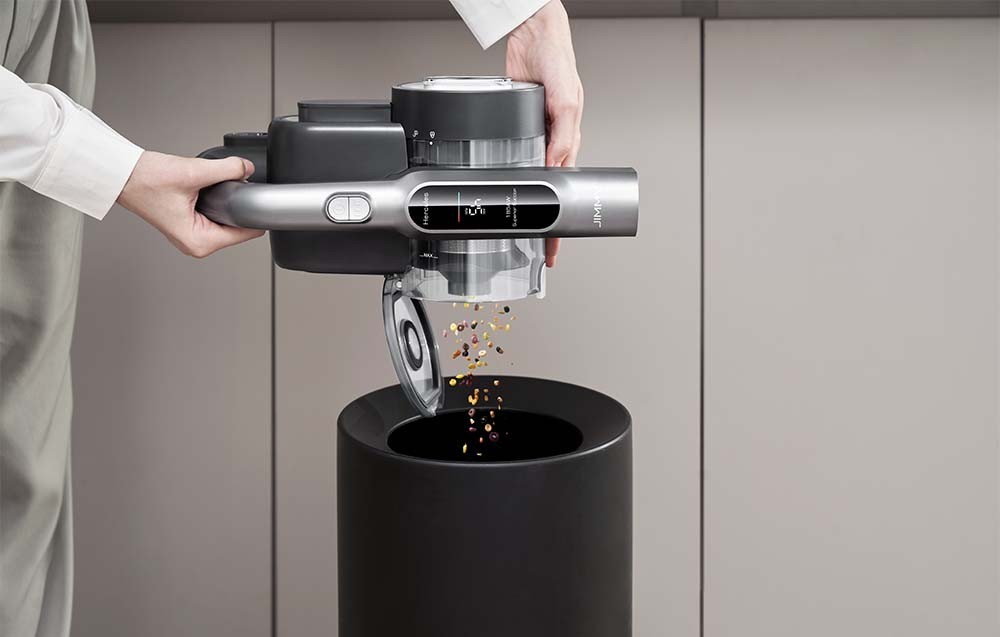 System łatwego opróżniania pojemnika na kurz w odkurzaczu pionowym