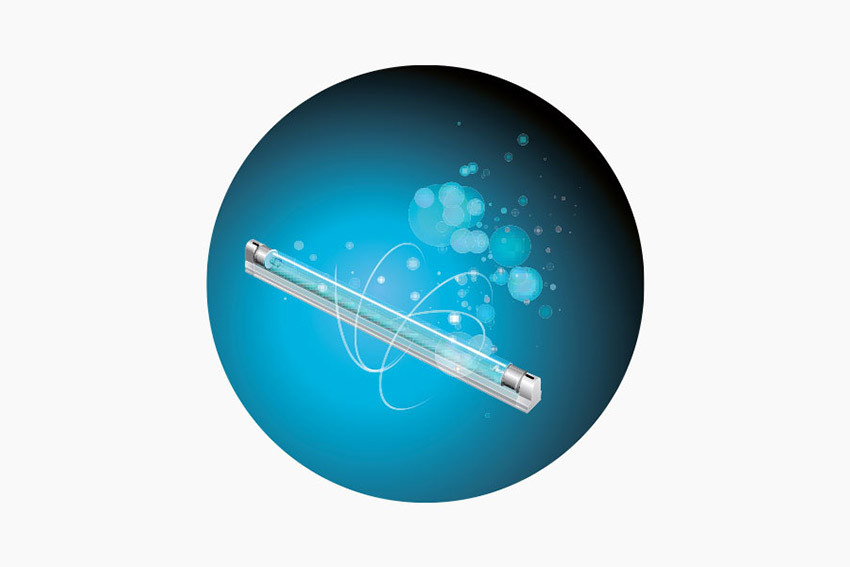 Ilustracja producenta przedstawiająca lampę UV-C stosowaną w systemie higieny Venta Professional AW902