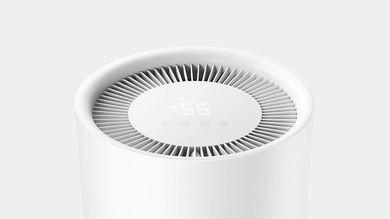 Górny panel Xiaomi Smart Dehumidifier Lite z pierścieniem wylotu powietrza i odczytem wilgotności