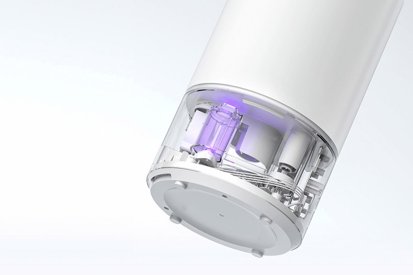 Przekrój podstawy Xiaomi Smart Humidifier 2 z obszarem działania światła UVC