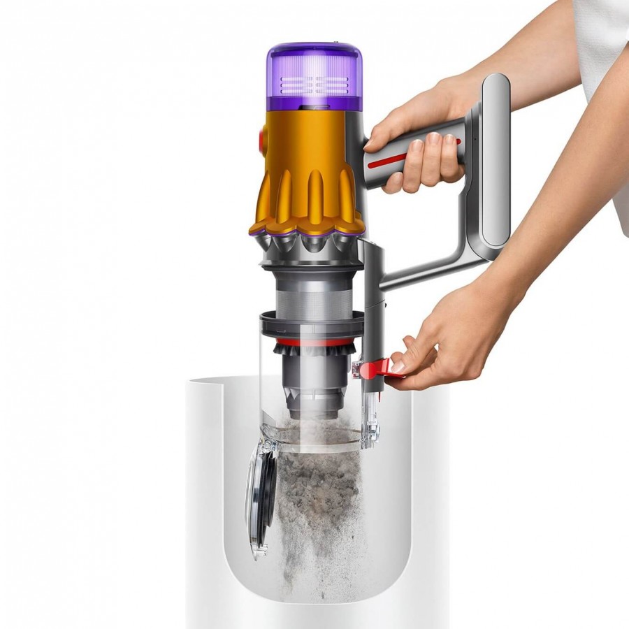 Odkurzacz pionowy Dyson V12 Slim Absolute - higieniczne opróżnianie pojemnika na kurz