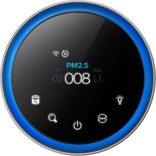 Philips AC3858/50 wyświetlacz wskazuje dobrą jakość powietrza, wskaźnik poziomu pyłów