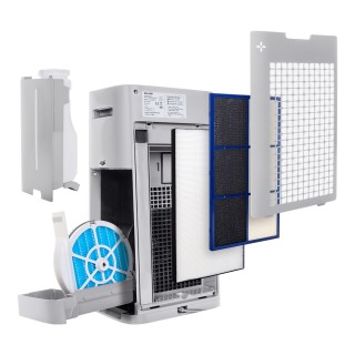 Sharp UA-HG40E-L - rozłożone filtry oraz zbiornik na wodę