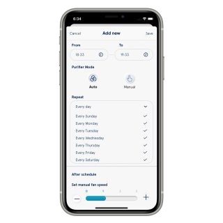 Zrzut z aplikacji Blueair