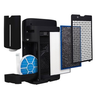 Sharp UA-KIN42E-H - rozłożone filtry oraz zbiornik na wodę