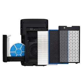 Sharp UA-KIN42E-H - rozłożone filtry oraz zbiornik na wodę