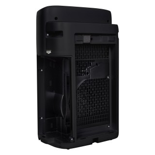 Sharp UA-KIN42E-H - widok z tyłu bokiem, wyciągnięty zbiornik na wodę oraz filtry