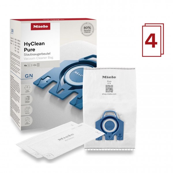 Worki do odkurzaczy HyClean Pure GN - zawartość: 4 worki, 1 filtr ochronny silnika, 1 filtr wylotowy